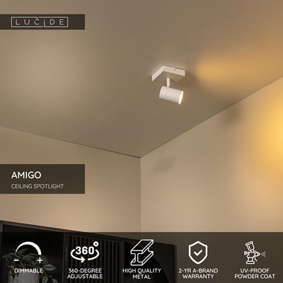 Lucide AMIGO - Ceiling spotlight - 1xGU10 - White